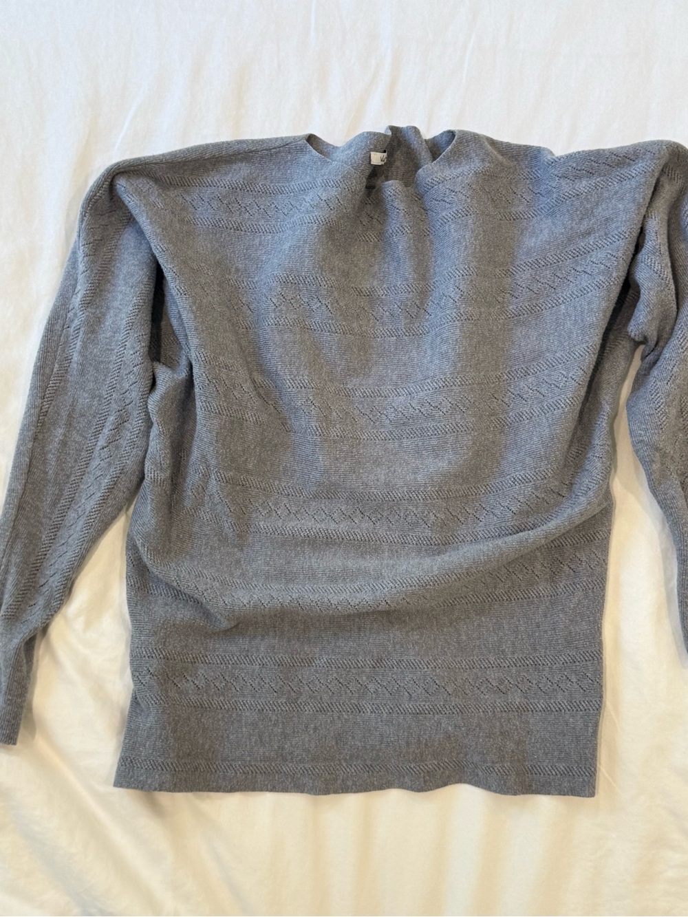Lightweight Gray Crewneck Sweater with Subtle Knit Pattern